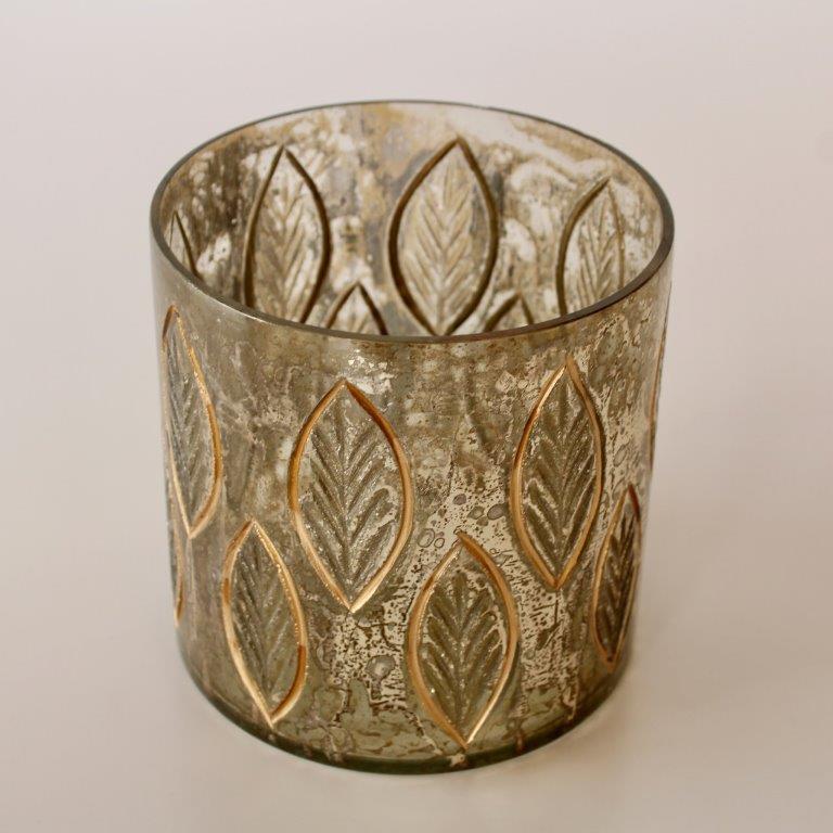 Antique Gold Leaf Etched Glass Vase